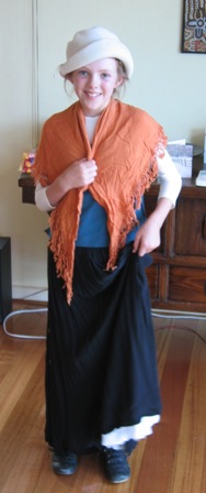 Abi getting ready, thanks to an
          Op Shop