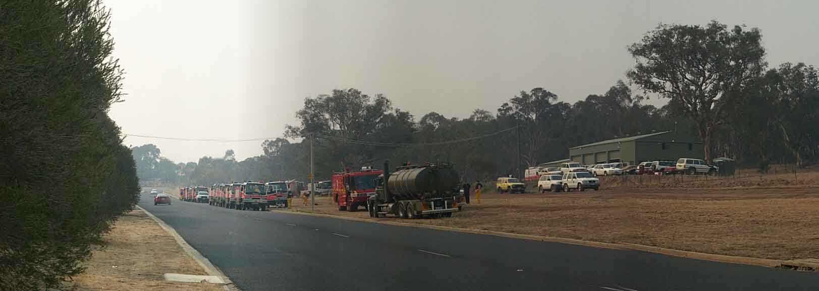 Fire engines getting ready at Drake Brockman rural fire station